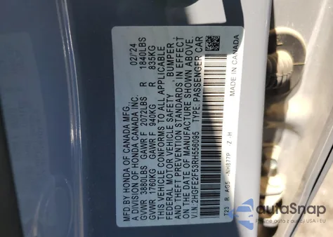 2024 Honda Civic Sport from USA, damaged, VIN 2HGFE2F53RH556095